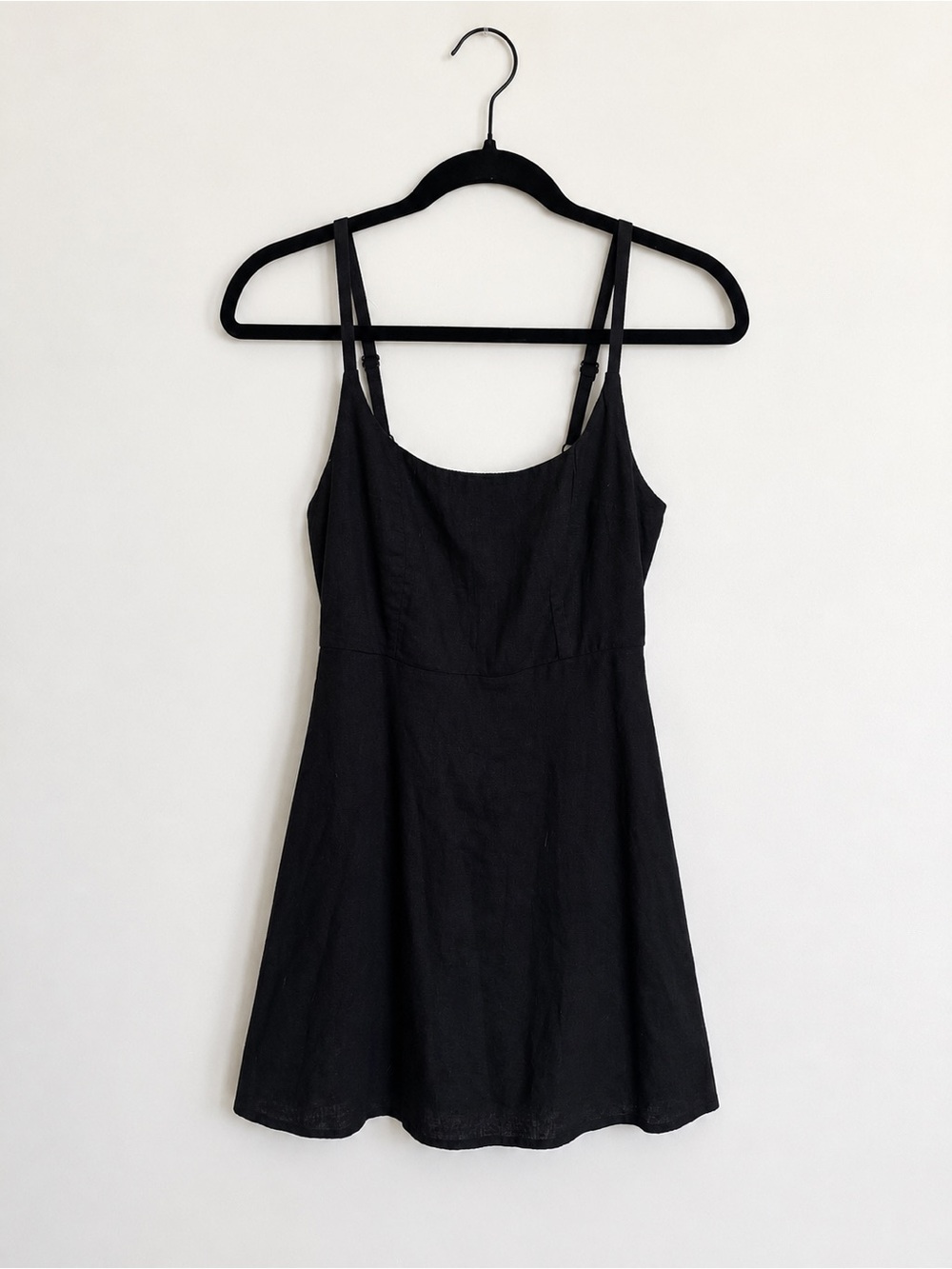 Old Navy Black Linen Blend Mini Dress XS Petite Adjustable Straps